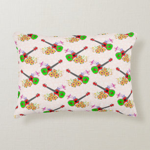 Cojín Decorativo Ukulele hawaiano Hibiscus floral