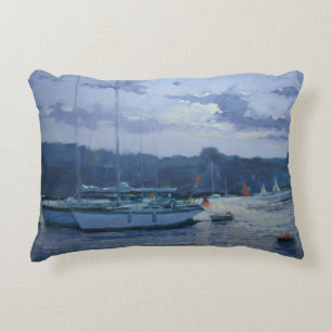 Cojín Decorativo Última hora de la tarde amarrada de los yates
