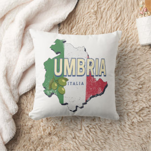 Cojín Decorativo Umbría Italia Región Retro Mapa de recuerdos de ép