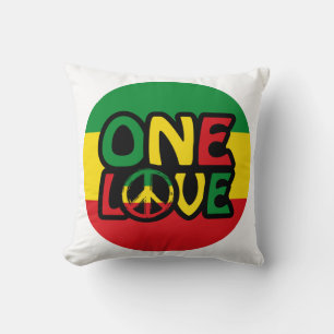 Cojín Decorativo Un amor, diseño de reggae con colores de reggae
