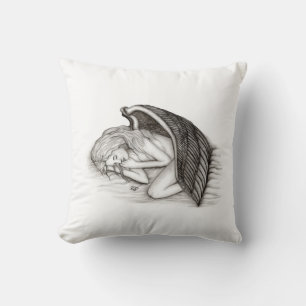 Cojín Decorativo Un ángel dormido, diseño negro y blanco