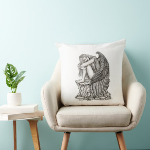 Cojín Decorativo Un ángel dormido en la piedra