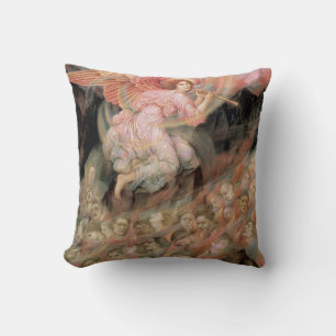 Cojín Decorativo Un ángel subiendo a las almas en el infierno