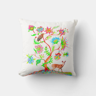 Cojín Decorativo Un árbol de la vida, un pájaro y un alba