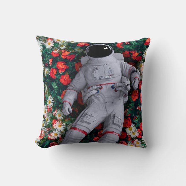 Cojín Decorativo Un astronauta en las flores (Anverso)