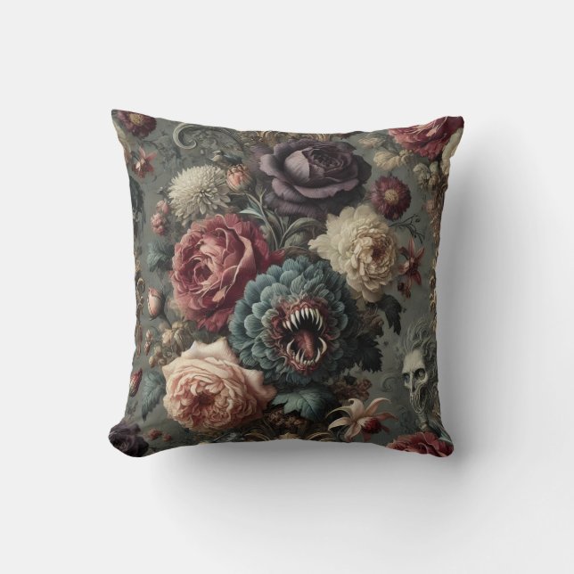Cojín Decorativo 🩸 Un Bloom Intimidante - Victoria Gótica (Anverso)