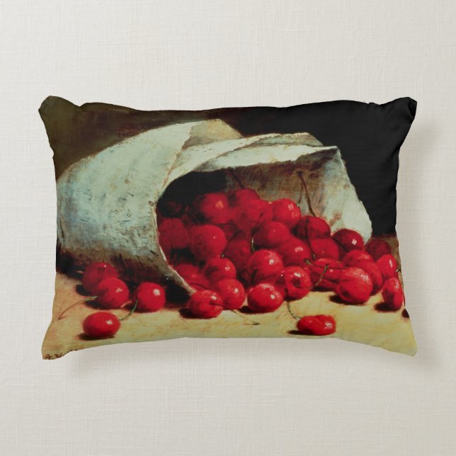Cojín Decorativo Un bolso derramado de cerezas (Anverso)