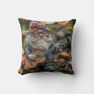Cojín Decorativo Un bonito gnomo musical tocando la guitarra
