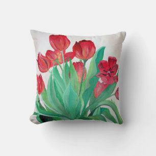 Cojín Decorativo Un Bouquet de Tulipanes Rojos