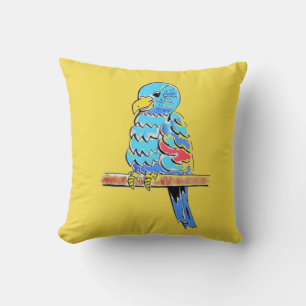 Cojín Decorativo Un Budgie colorido en una percha