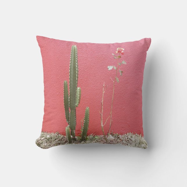 Cojín Decorativo Un cactus y un rosa (Anverso)