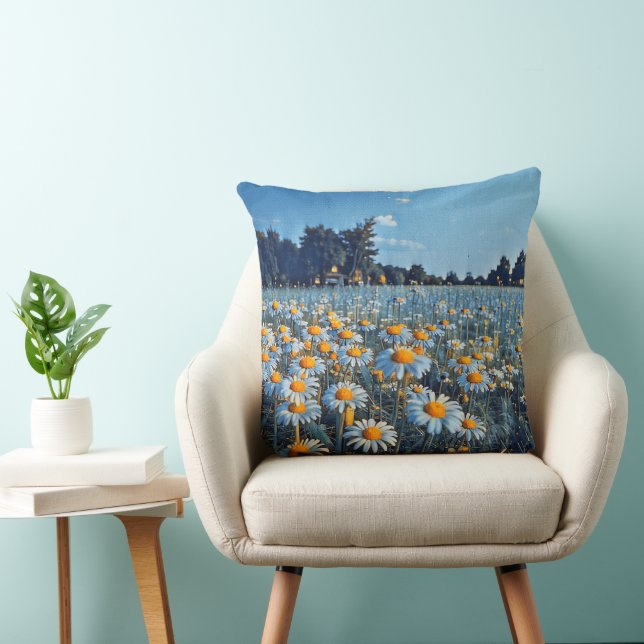 Cojín Decorativo Un campo lleno de camiles en flor (Silla)