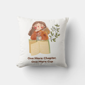 Cojín Decorativo Un capítulo más, una taza más | Amante de los libr