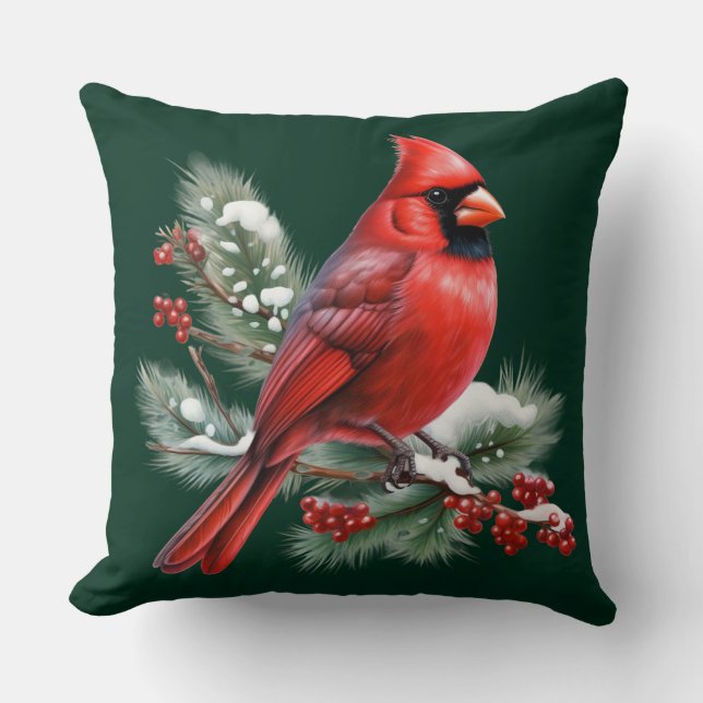 Cojín Decorativo Un cardenal rojo (Anverso)