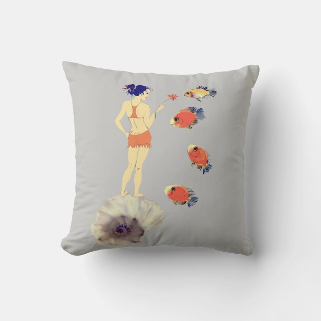 Cojín Decorativo Un chica con una flor (Anverso)