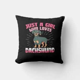 Cojín Decorativo Un Chica que ama a Dachshund