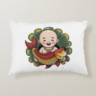 Cojín decorativo | Un chico lindo con un Koi afort