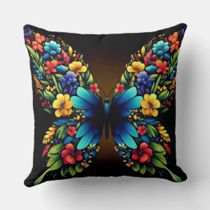 Cojín Decorativo Un colorido mariposa con alas florales