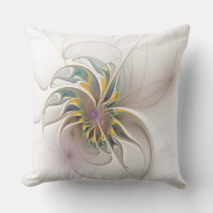 Cojín Decorativo Un colorido ornamento fractal. Resumen Arte de flo