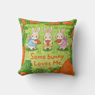 Cojín Decorativo Un conejo de Pascua me ama