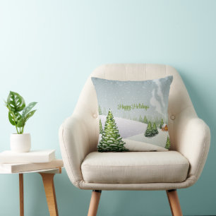 Cojín Decorativo Un día de invierno con la nieve cubierta de un árb