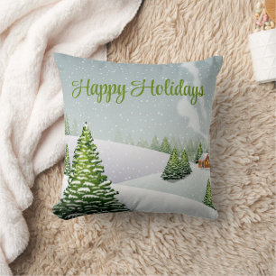 Cojín Decorativo Un día de invierno con la nieve cubierta de un árb