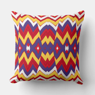 Cojín Decorativo Un diseño clásico de patrón en zigzag vibrante y c