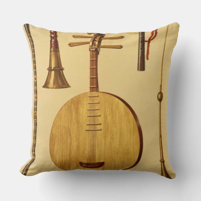 Cojín Decorativo Un dizi, un sona, un yueqin, chino, un hich (Anverso)