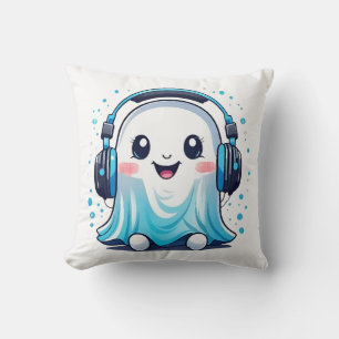 Cojín Decorativo Un fantasma con auriculares puestos