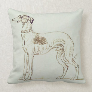 Cojín Decorativo Un galgo, haciendo frente a la izquierda (pluma y