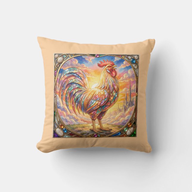 Cojín Decorativo Un gallo etéreo (Anverso)