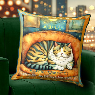 Cojín Decorativo Un gato gatito colorido ama el arte animal