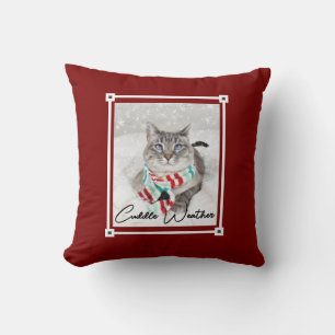 Cojín Decorativo Un gato lindo en los Navidades del invierno de la 