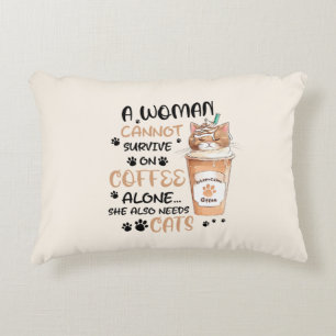 Cojín Decorativo Un gato lindo y una taza de café