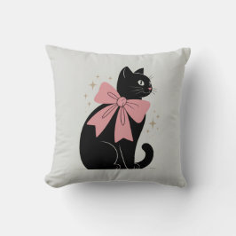 Cojín Decorativo Un gato negro de Halloween adormilado con un brill