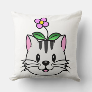 Cojín Decorativo Un gato Personalizado con flor en la cabeza