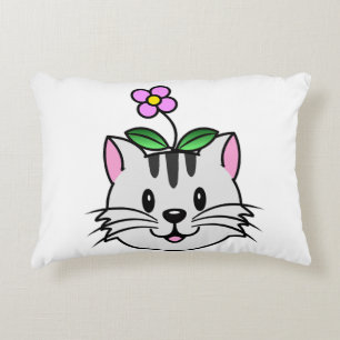 Cojín Decorativo Un gato Personalizado con flor en la cabeza