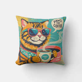 Cojín Decorativo Un gato personalizado de estilo retro con vidrio s