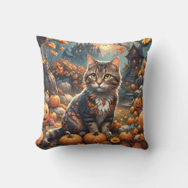 Cojín Decorativo Un gato solitario en una espeluznante aventura noc