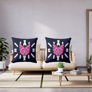 Cojín Decorativo Un Gato Y Una Banda Blanca En La Marina Profunda M