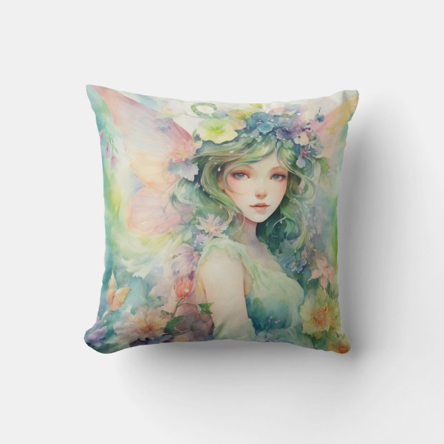 Cojín Decorativo Un Hada Hermosa de Primavera (Anverso)
