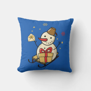 Cojín Decorativo Un Hombre De Nieve Aburrido En Una Llanta