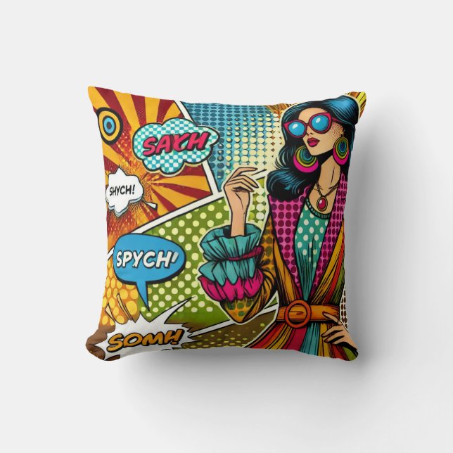 Cojín Decorativo Un ilustracion de moda al estilo retro del pop (Anverso)