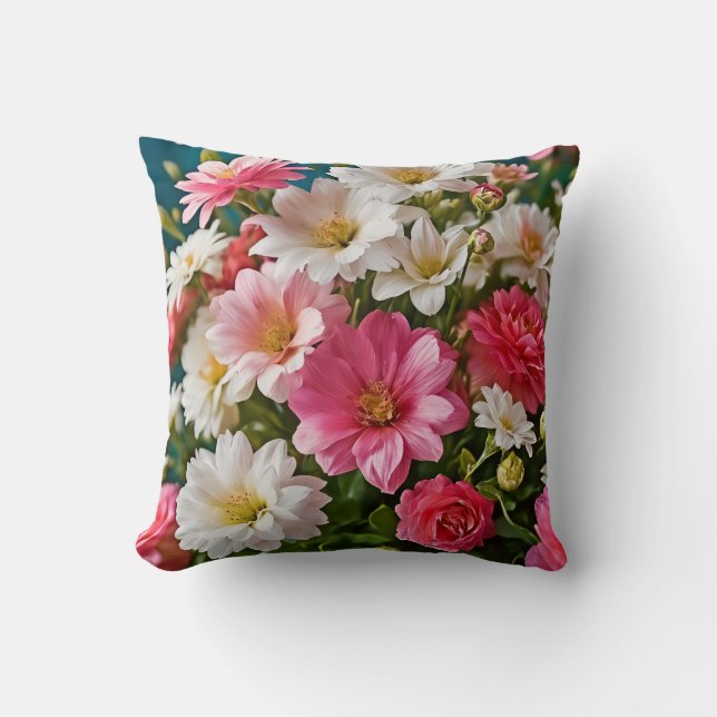 Cojín Decorativo Un impresionante arreglo floral. (Anverso)