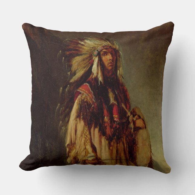 Cojín Decorativo Un indio norteamericano en un paisaje extenso, (Anverso)
