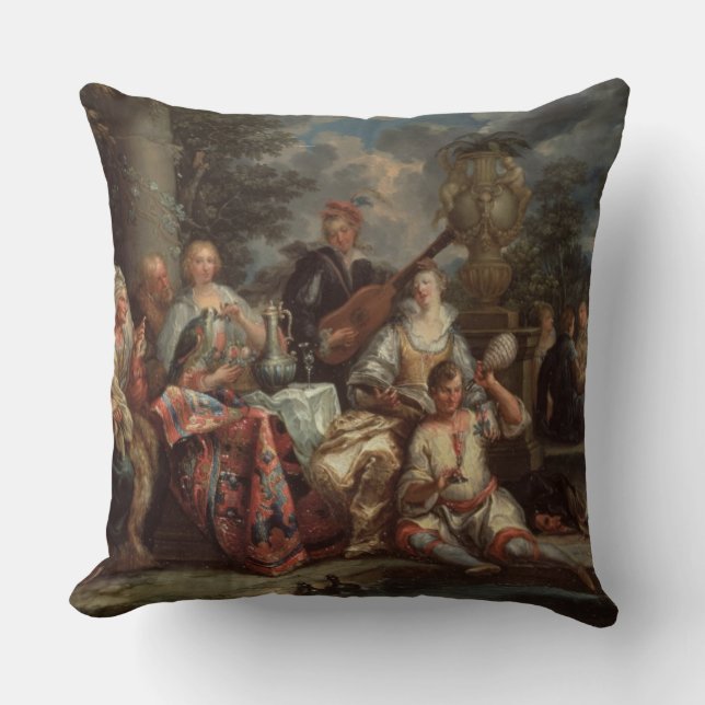 Cojín Decorativo Un interludio musical en un patio (pares con (Anverso)