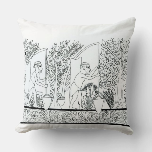 Cojín Decorativo Un jardín egipcio antiguo (grabado) (foto de b/w) (Anverso)
