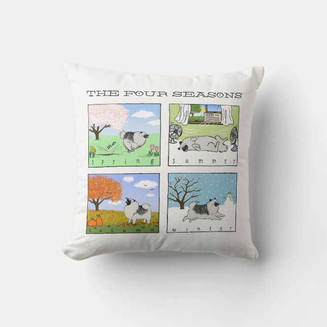 Cojín Decorativo Un Keeshond disfruta de las cuatro estaciones: art (Anverso)