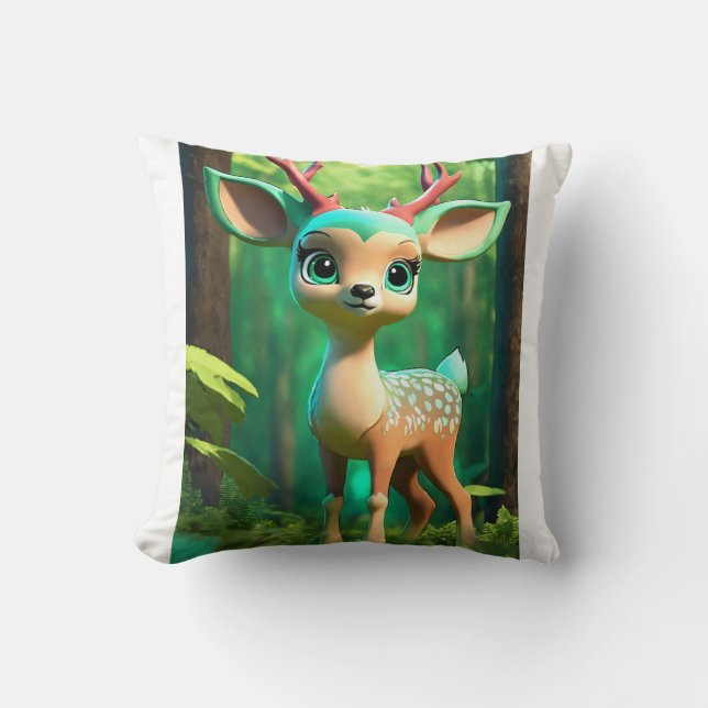 Cojín decorativo un lindo bebé venado (Anverso)