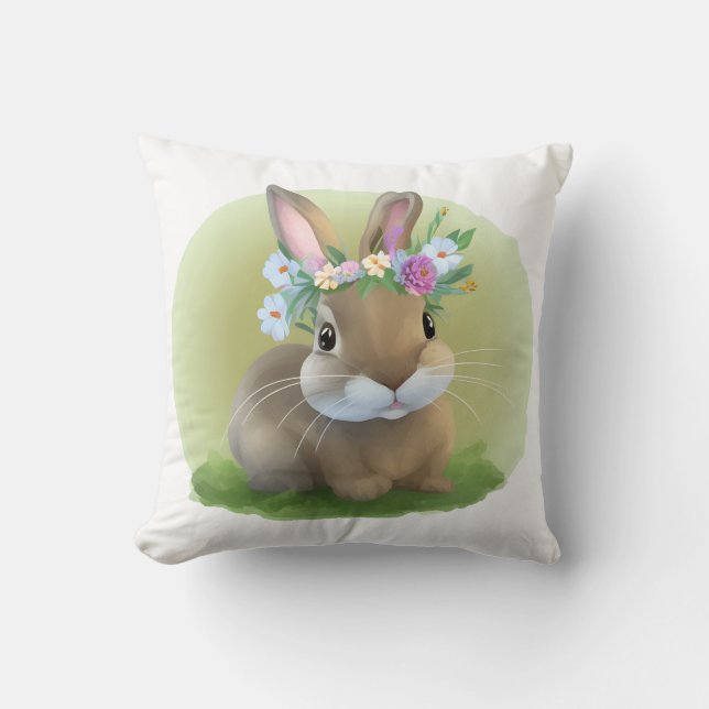 Cojín Decorativo Un lindo conejo de Pascua para un ánimo positivo (Anverso)